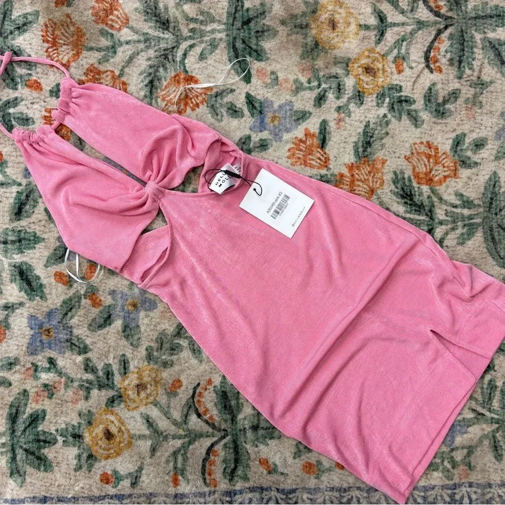 Hello Molly Halter Mini Dress Pink Sparkle NWT - Picture 1 of 5